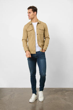 Heavy Twill Jersey Overshirt in Mink - TAILORED ATHLETE - USA