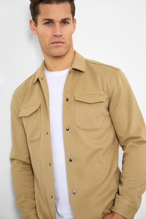 Heavy Twill Jersey Overshirt in Mink - TAILORED ATHLETE - USA