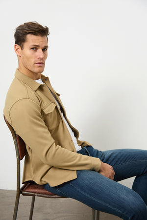 Heavy Twill Jersey Overshirt in Mink - TAILORED ATHLETE - USA