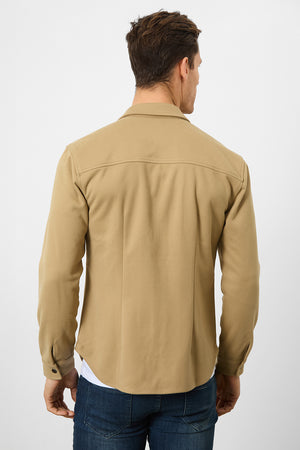 Heavy Twill Jersey Overshirt in Mink - TAILORED ATHLETE - USA