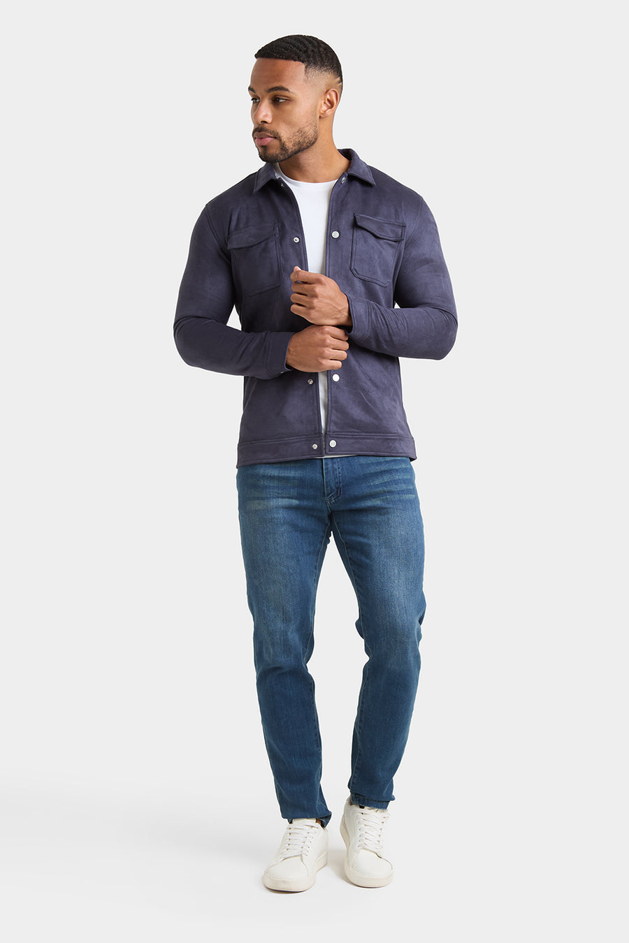 Suede Look Shacket in Navy - TAILORED ATHLETE - USA