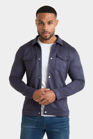 Suede Look Shacket in Navy - TAILORED ATHLETE - USA