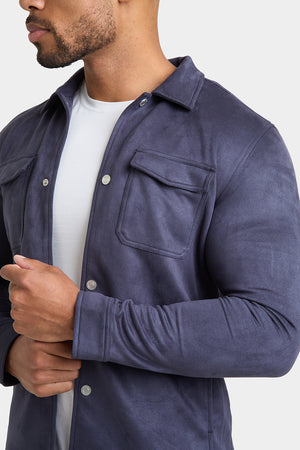 Suede Look Shacket in Navy - TAILORED ATHLETE - USA