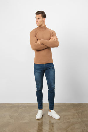 Supersoft Roll Neck in Camel - TAILORED ATHLETE - USA