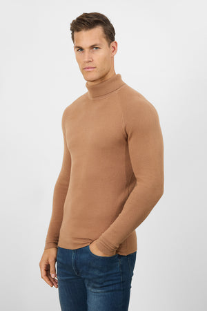 Supersoft Roll Neck in Camel - TAILORED ATHLETE - USA