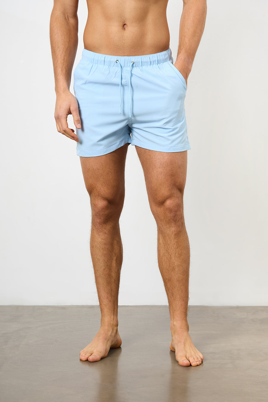 Plain Swim Short in Soft Blue - Longer Length - TAILORED ATHLETE - USA