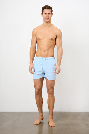 Plain Swim Short in Soft Blue - Longer Length - TAILORED ATHLETE - USA