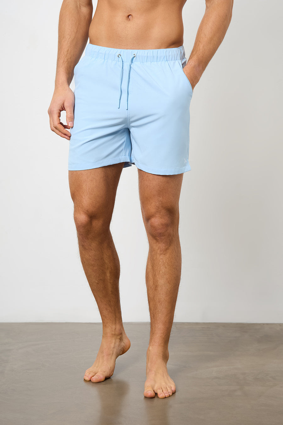 Plain Swim Short in Soft Blue - Longer Length - TAILORED ATHLETE - USA