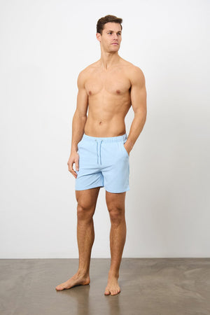 Plain Swim Short in Soft Blue - Longer Length - TAILORED ATHLETE - USA