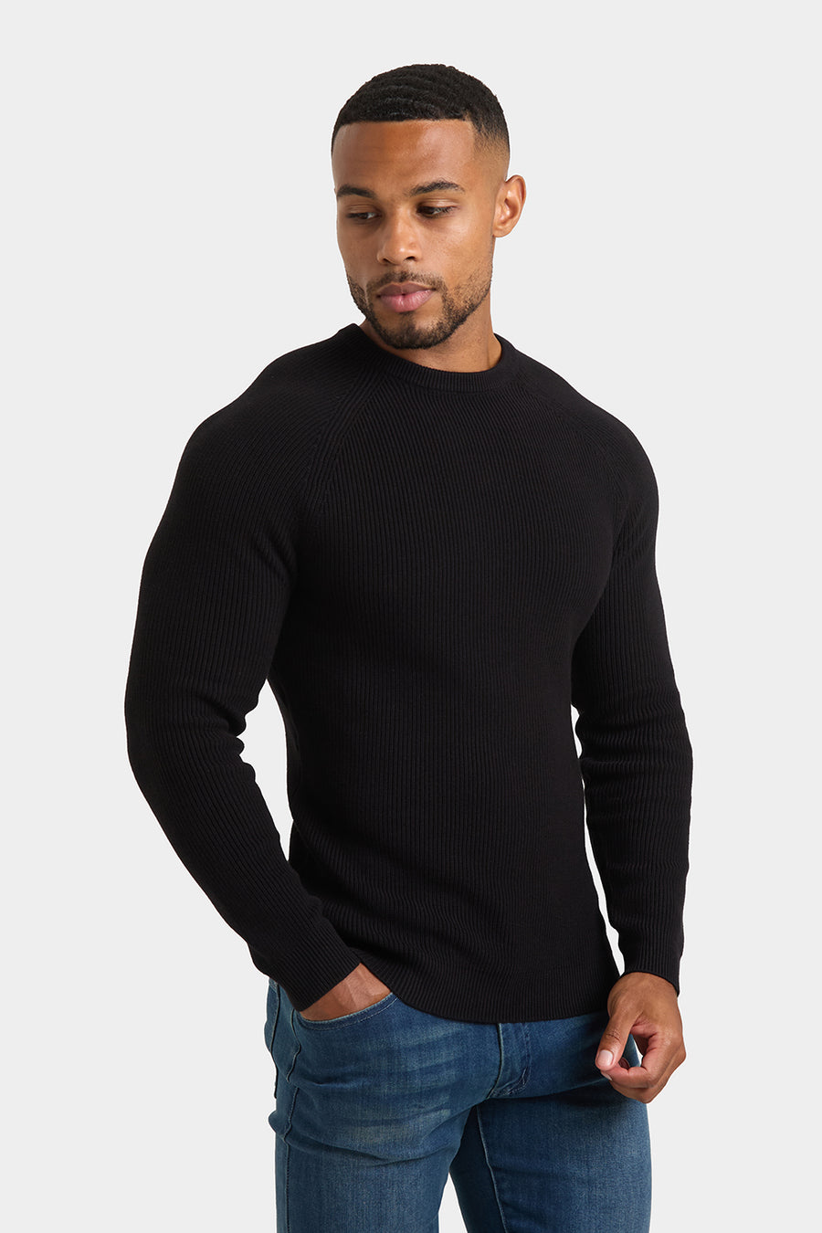 Textured Cotton Crew Neck in Black - TAILORED ATHLETE - USA