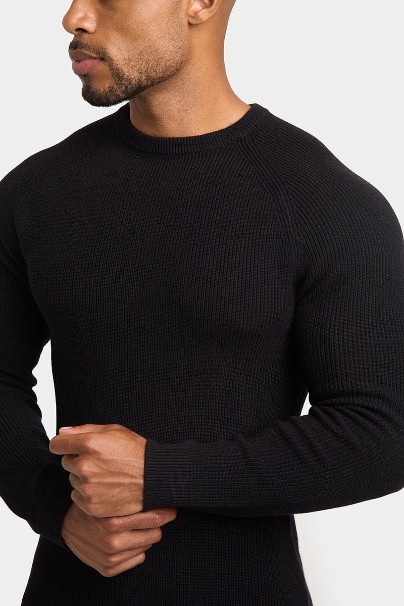 Textured Cotton Crew Neck in Black - TAILORED ATHLETE - USA
