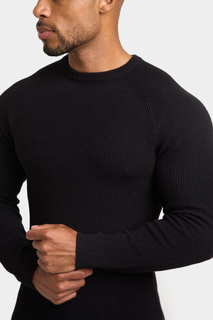 Textured Cotton Crew Neck in Black - TAILORED ATHLETE - USA