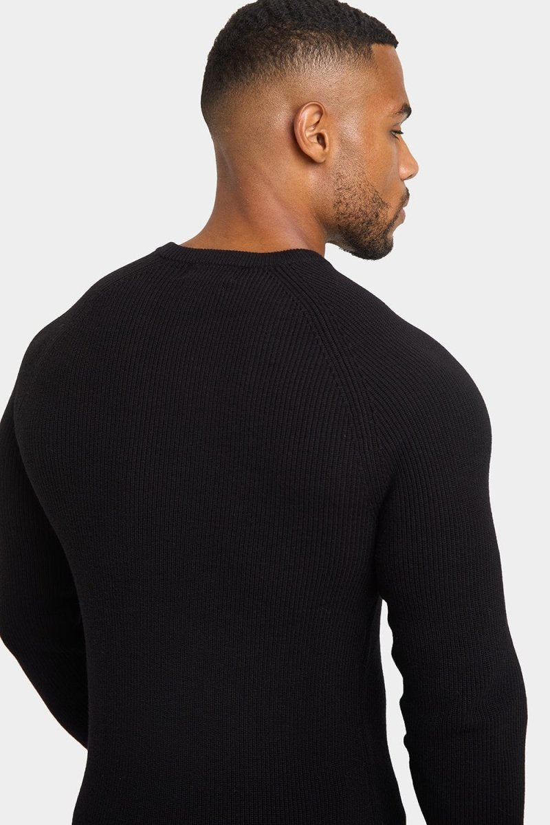 Textured Cotton Crew Neck in Black - TAILORED ATHLETE - USA