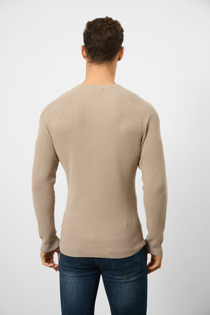 Textured Cotton Crew Neck in Neutral - TAILORED ATHLETE - USA