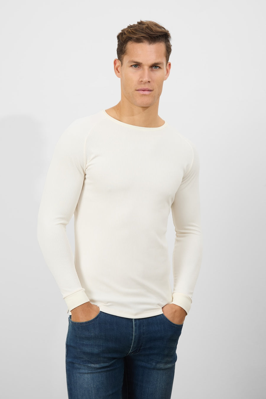 Textured Fashion T-Shirt in Winter White - TAILORED ATHLETE - USA