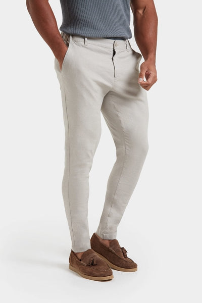 Stone Linen Blend Trousers