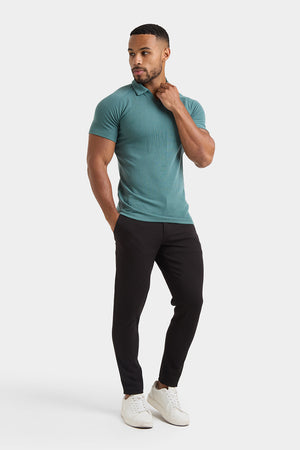 Textured Open Collar Polo Shirt in Kale - TAILORED ATHLETE - USA