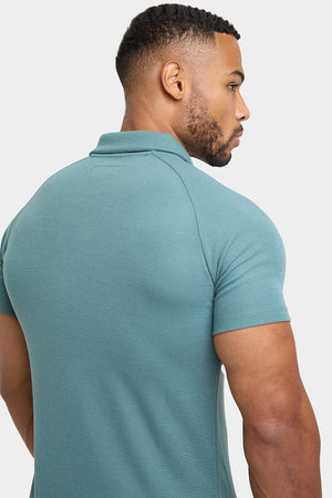 Textured Open Collar Polo Shirt in Kale - TAILORED ATHLETE - USA