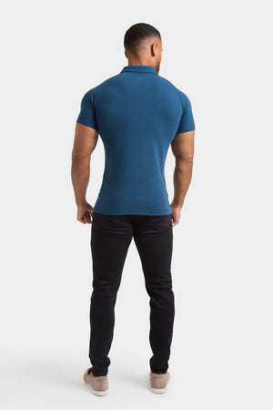 Textured Open Collar Polo Shirt in Teal - TAILORED ATHLETE - USA