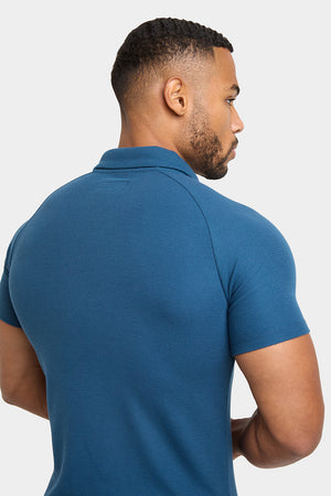 Textured Open Collar Polo Shirt in Teal - TAILORED ATHLETE - USA