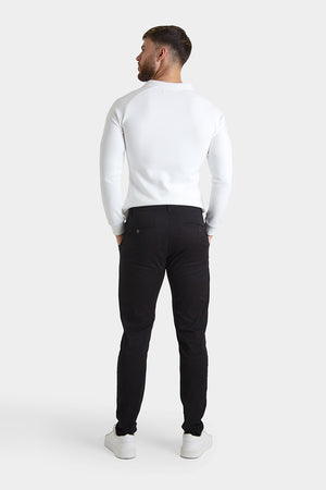 Athletic Fit Cotton Stretch Chino Pants in Black - TAILORED ATHLETE - USA