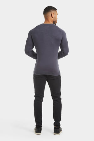 Tipped Crew Neck Long Sleeve in Graphite - TAILORED ATHLETE - USA