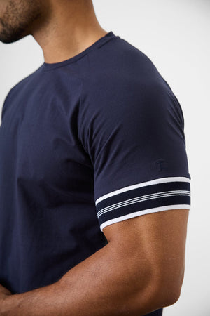 Tipped Fashion Fit T-Shirt in Navy - TAILORED ATHLETE - USA