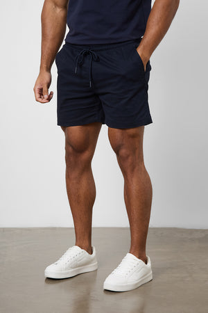 Athletic Fit Drawstring Chino Short 5" in Navy - TAILORED ATHLETE - USA