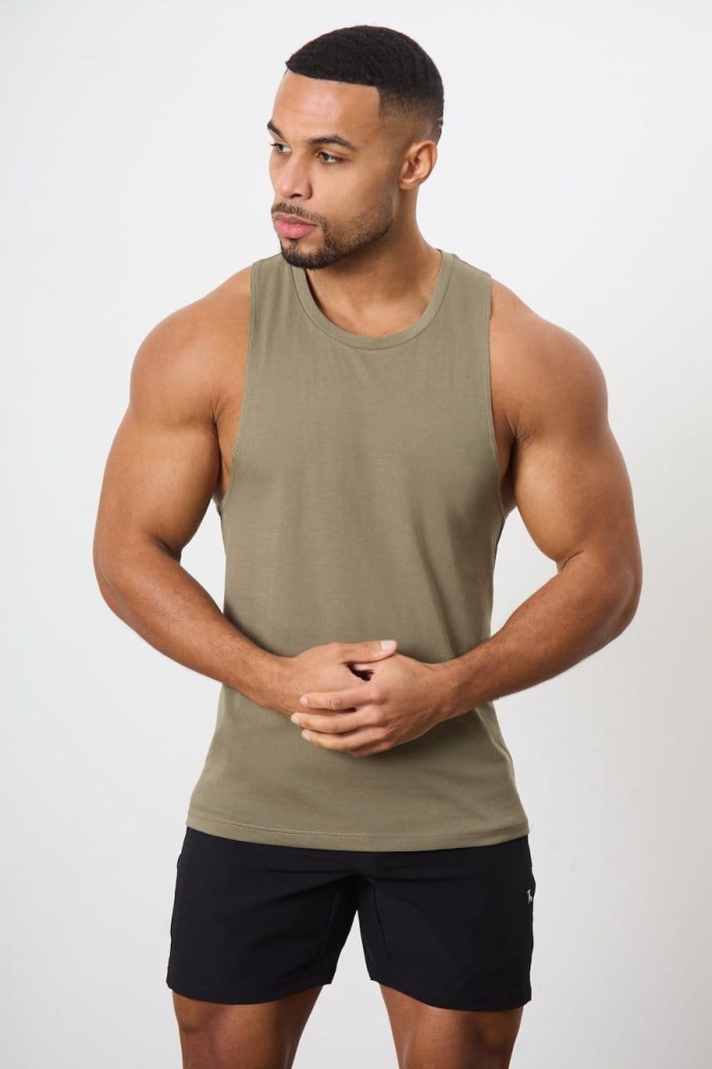 3 Pack Essential Training Tank Top in Black/ Khaki/ Charcoal - TAILORED ATHLETE - USA