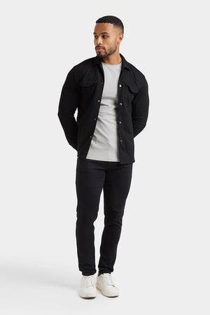 Twill Jersey Overshirt in Black - TAILORED ATHLETE - USA