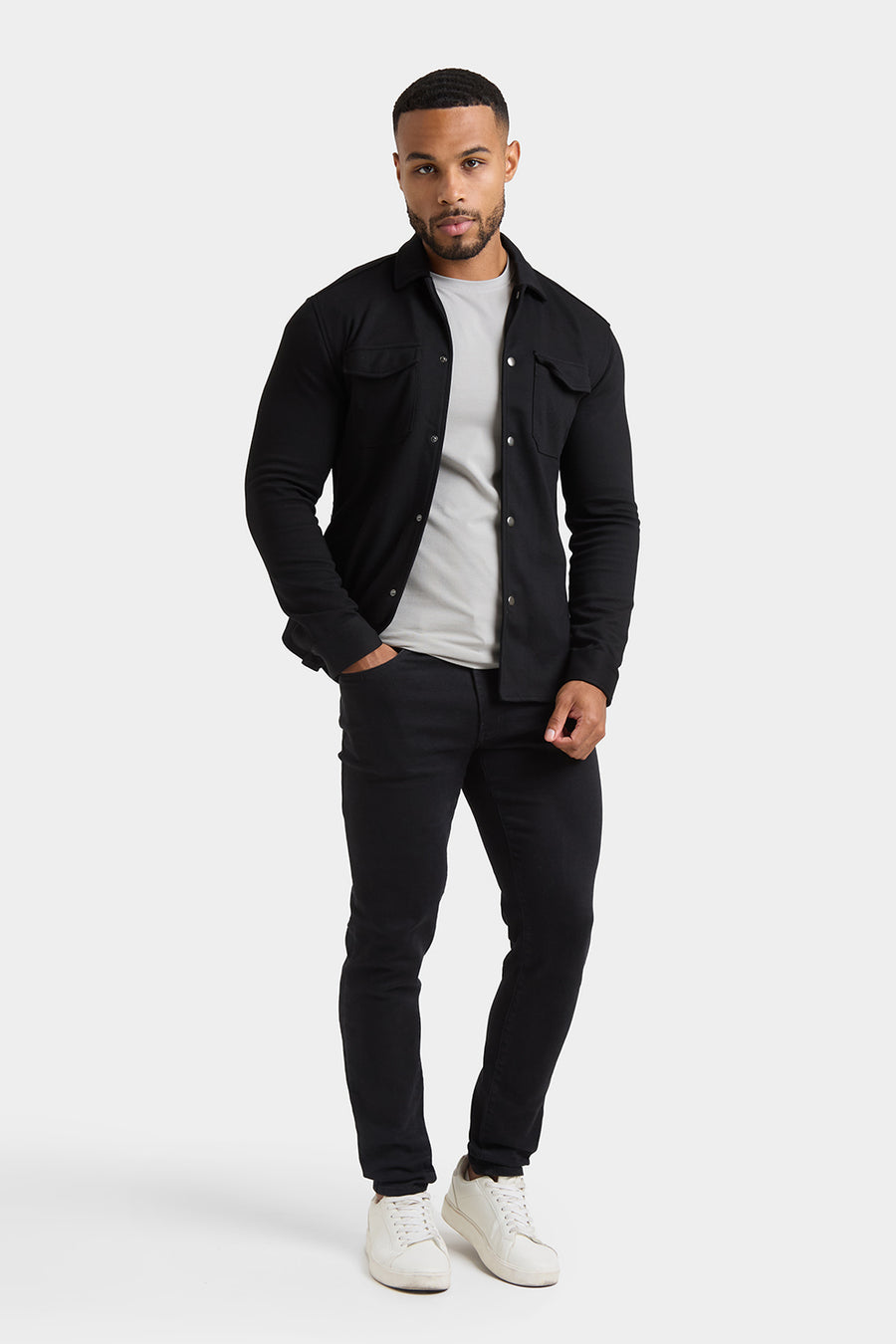 Twill Jersey Overshirt in Black - TAILORED ATHLETE - USA