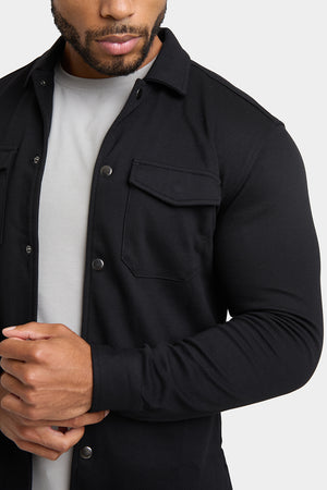 Twill Jersey Overshirt in Black - TAILORED ATHLETE - USA