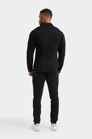 Twill Jersey Overshirt in Black - TAILORED ATHLETE - USA