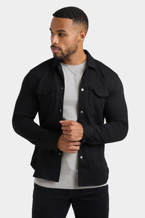 Twill Jersey Overshirt in Black - TAILORED ATHLETE - USA