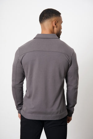 Twill Jersey Shacket in Steel Grey - TAILORED ATHLETE - USA