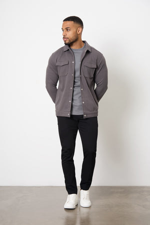 Twill Jersey Shacket in Steel Grey - TAILORED ATHLETE - USA