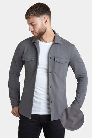 Twill Jersey Shacket in Graphite - TAILORED ATHLETE - USA