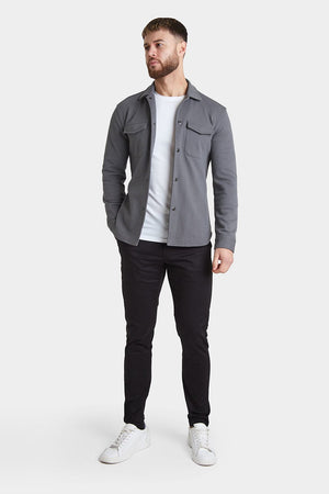 Twill Jersey Shacket in Graphite - TAILORED ATHLETE - USA