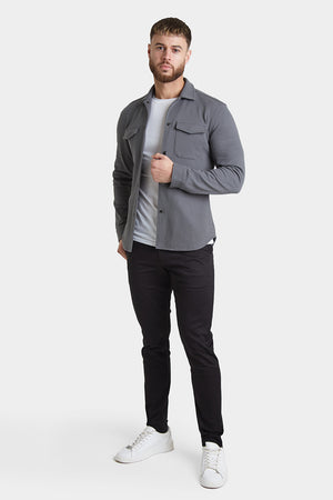Twill Jersey Shacket in Graphite - TAILORED ATHLETE - USA