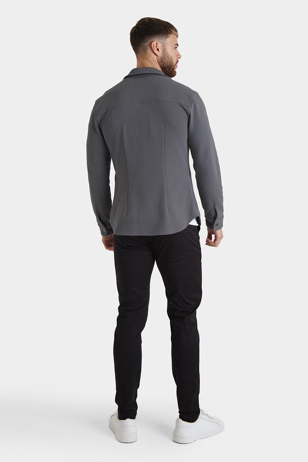 Twill Jersey Shacket in Graphite - TAILORED ATHLETE - USA