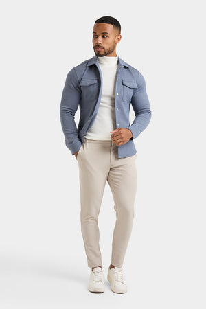 Twill Twin Pocket Overshirt in Slate Blue - TAILORED ATHLETE - USA