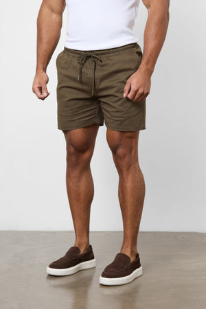 Athletic Fit Drawstring Chino Short 5" in Khaki - TAILORED ATHLETE - USA