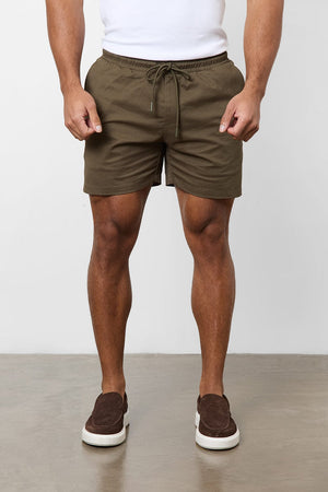 Athletic Fit Drawstring Chino Short 5" in Khaki - TAILORED ATHLETE - USA