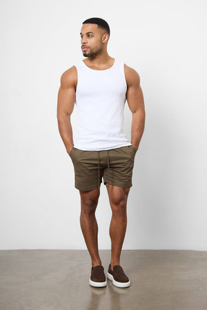 Athletic Fit Drawstring Chino Short 5" in Khaki - TAILORED ATHLETE - USA