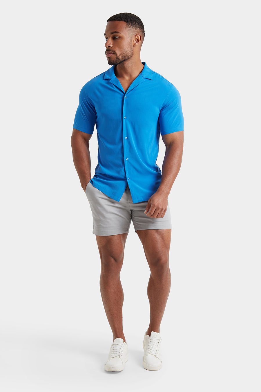 Athletic Fit Short Sleeve Viscose Shirt in Electric - TAILORED ATHLETE - USA