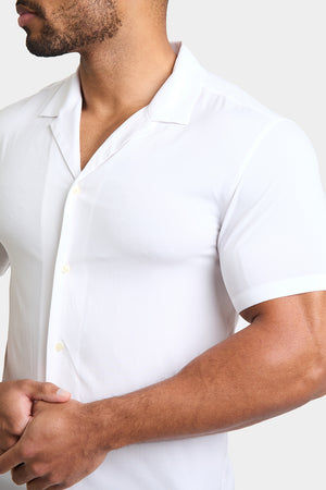 Athletic Fit Short Sleeve Viscose Shirt in White - TAILORED ATHLETE - USA