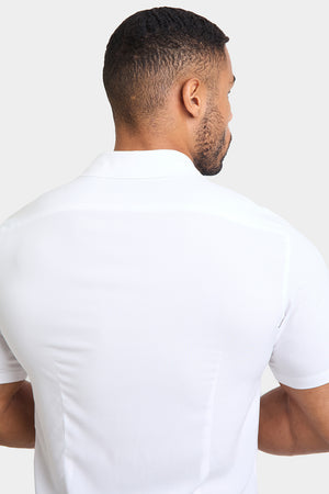 Athletic Fit Short Sleeve Viscose Shirt in White - TAILORED ATHLETE - USA
