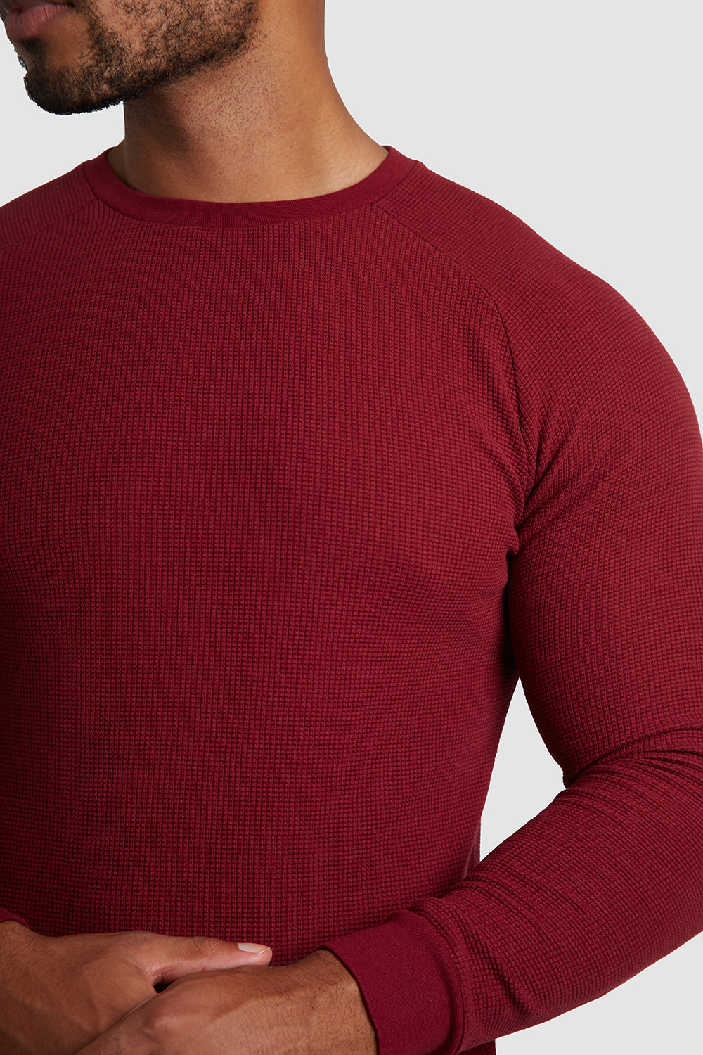 Waffle Long Sleeve T-Shirt in Claret - TAILORED ATHLETE - USA