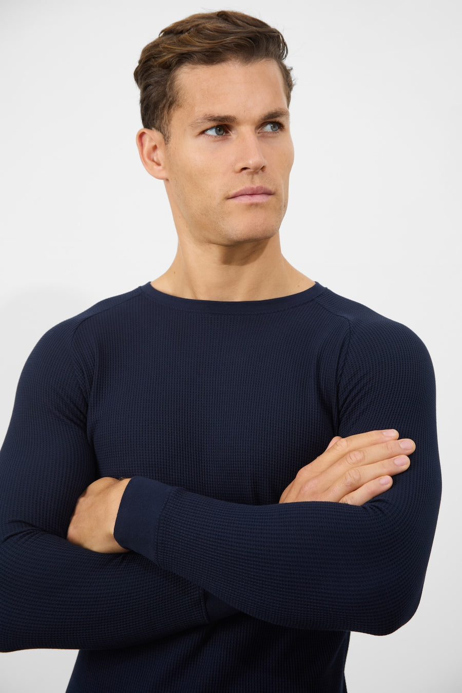 Waffle Textured T-Shirt in Navy - TAILORED ATHLETE - USA