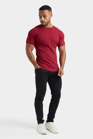 Short Sleeve Waffle T-Shirt in Claret - TAILORED ATHLETE - USA